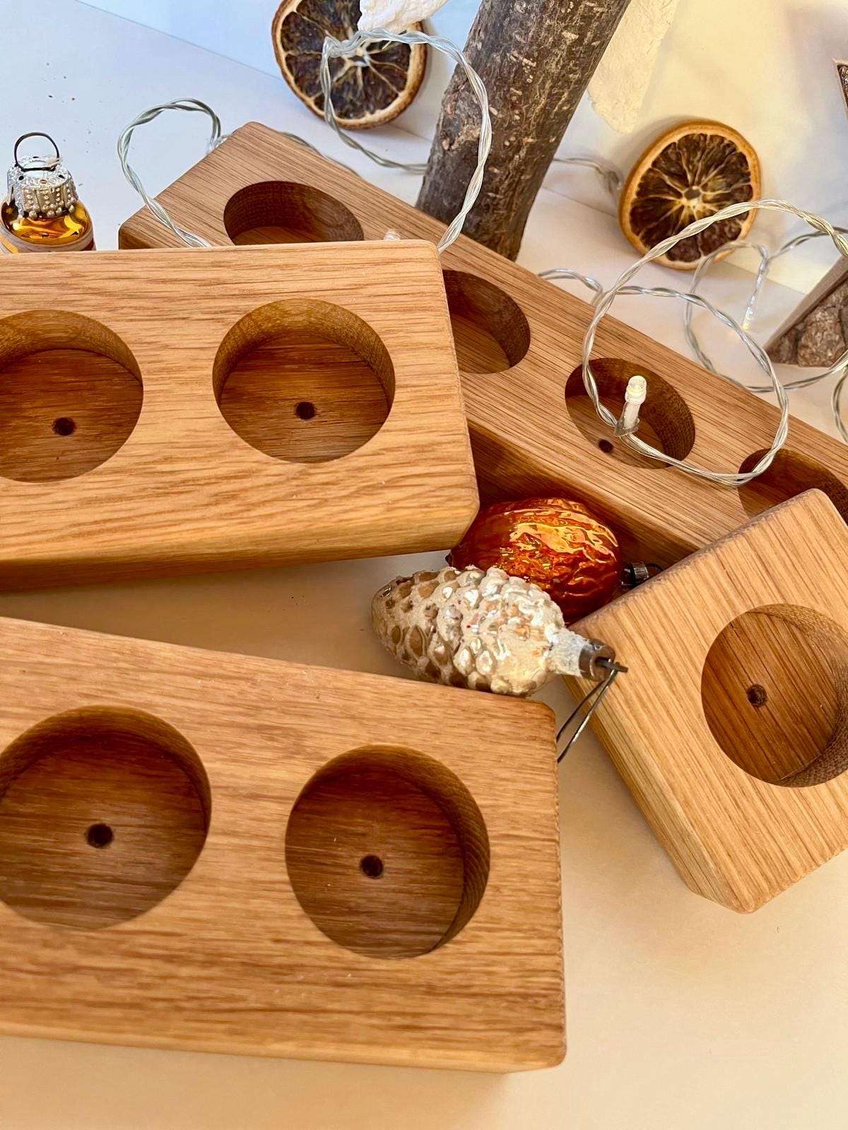 Teelichthalter aus Eiche | Kerzenständer | Tischdeko | Massivholz | Geschenk | Geburtstag | Kerzenhalter Adventskranz | zeitlich & stilvoll