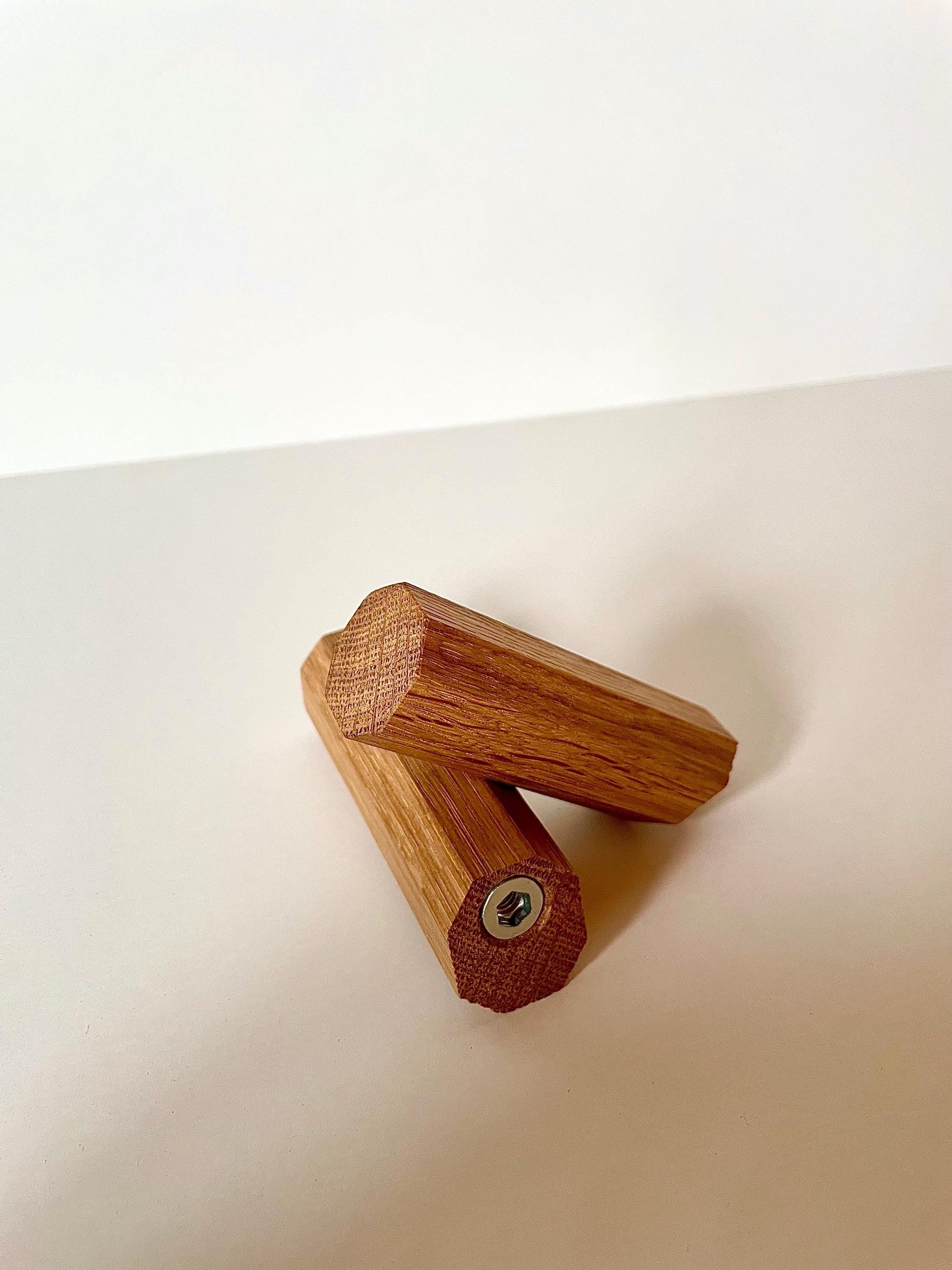 Wandhaken Eiche achteckig Set XL handgefertigter Garderobenhaken & Kleiderhaken aus massivem Holz