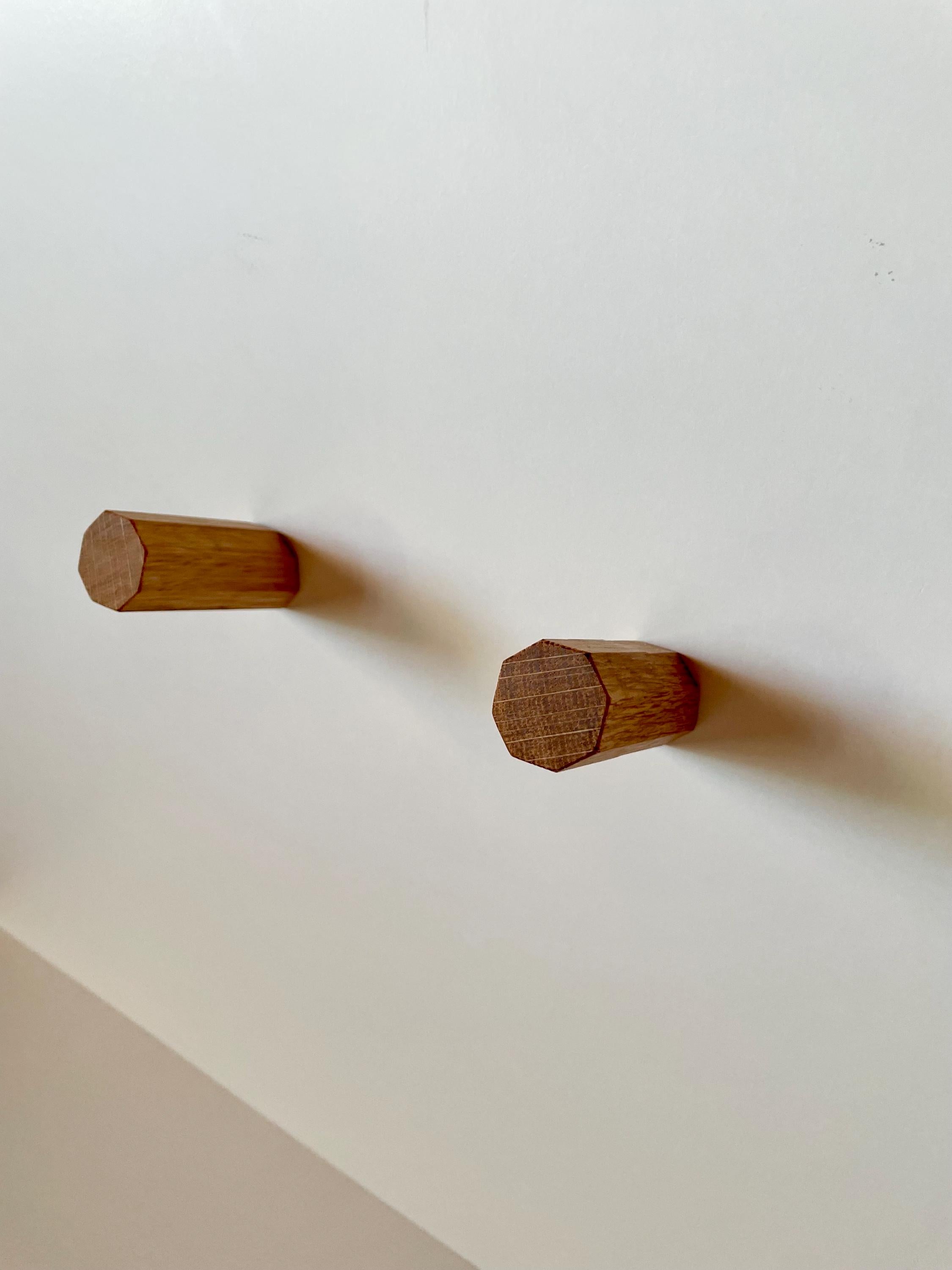 Wandhaken Eiche achteckig Set XL handgefertigter Garderobenhaken & Kleiderhaken aus massivem Holz