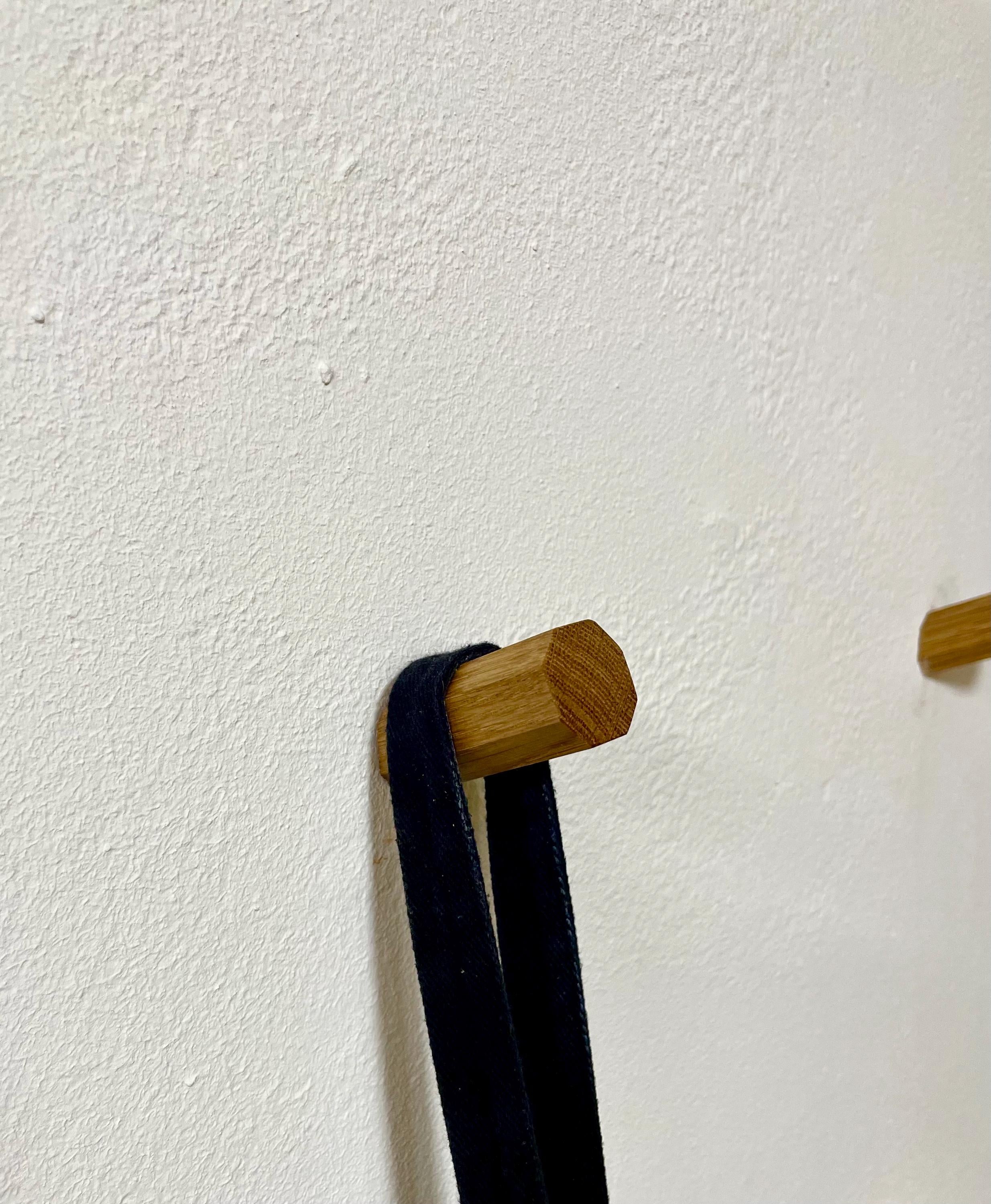 Wandhaken Eiche achteckig Set XL handgefertigter Garderobenhaken & Kleiderhaken aus massivem Holz