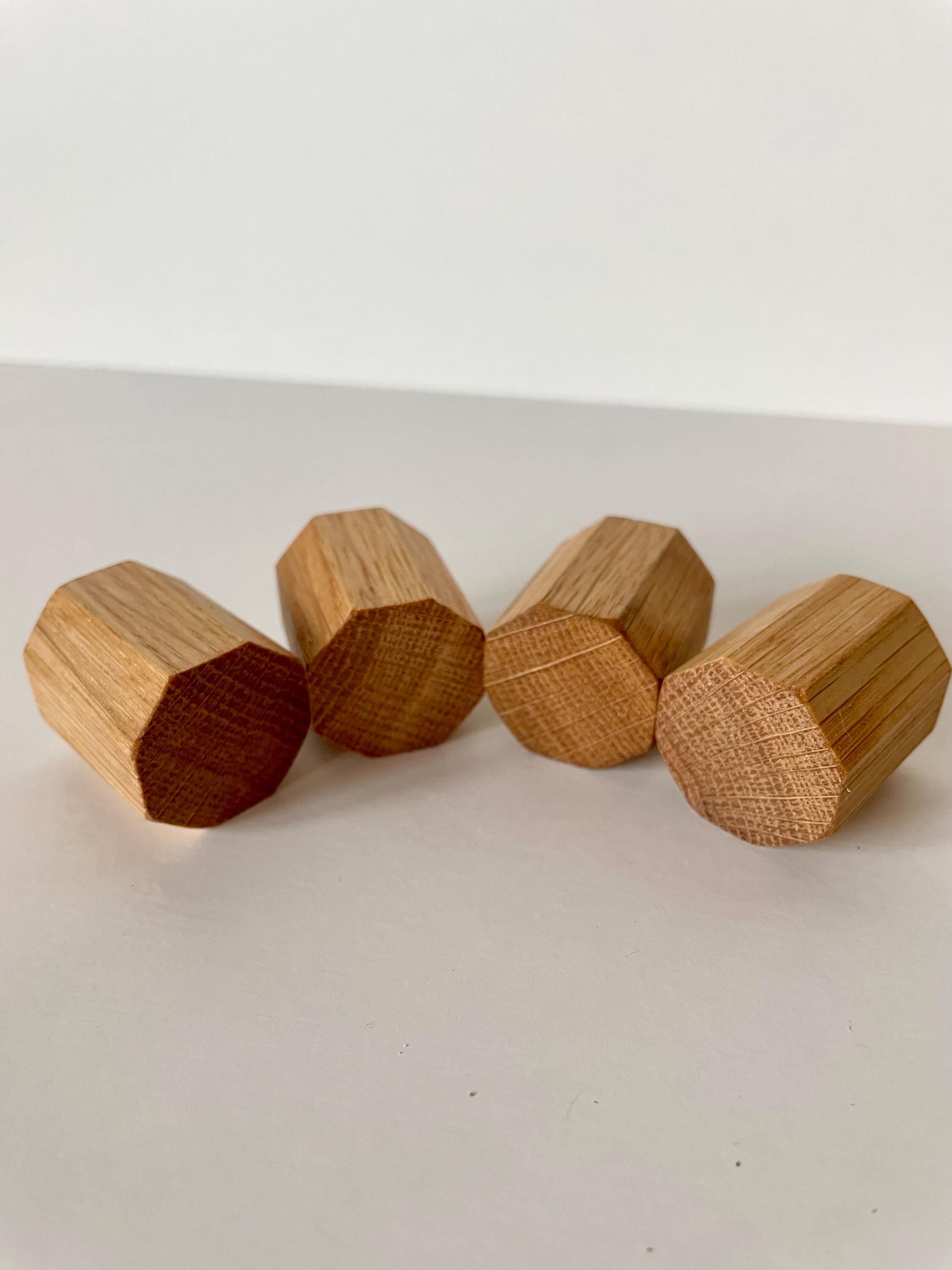 Möbelgriffe aus Eichenholz achteckig Handgemacht & geölt passend für IKEA Möbel, Schubladen, Türen, Kommoden + DIY-Projekte
