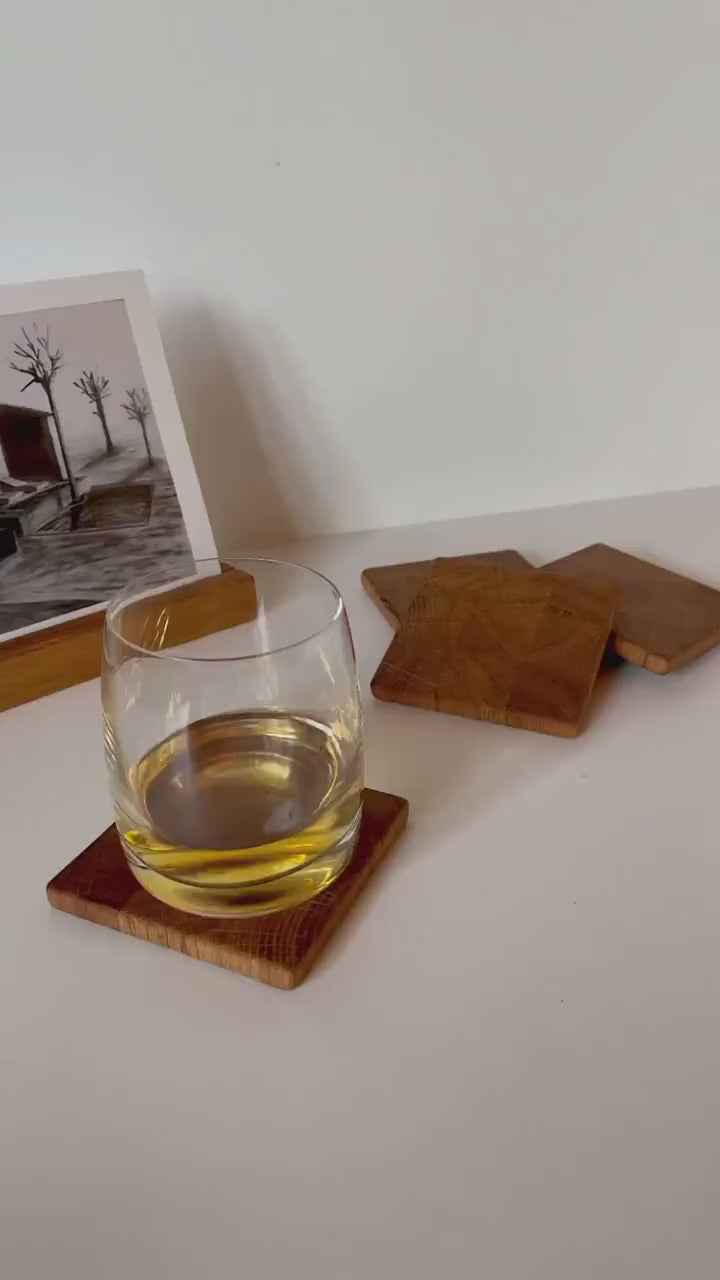 Untersetzer Eiche Hirnholz | Stirnholz Untersetzer | Glasuntersetzer | Tischschoner | Handgefertigt