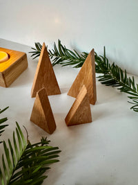 Wooden Christmas trees made of oak