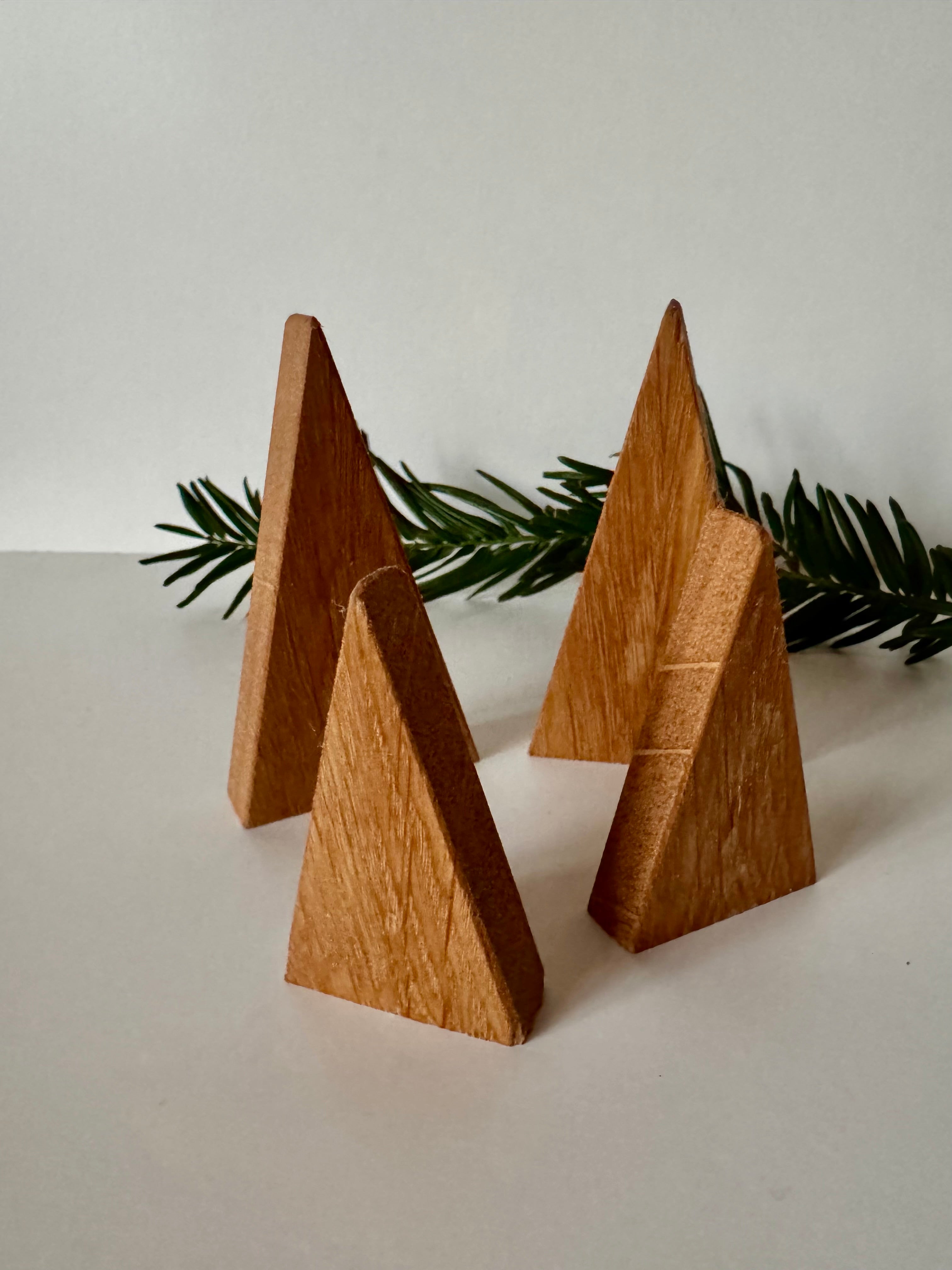 Wooden Christmas trees made of oak