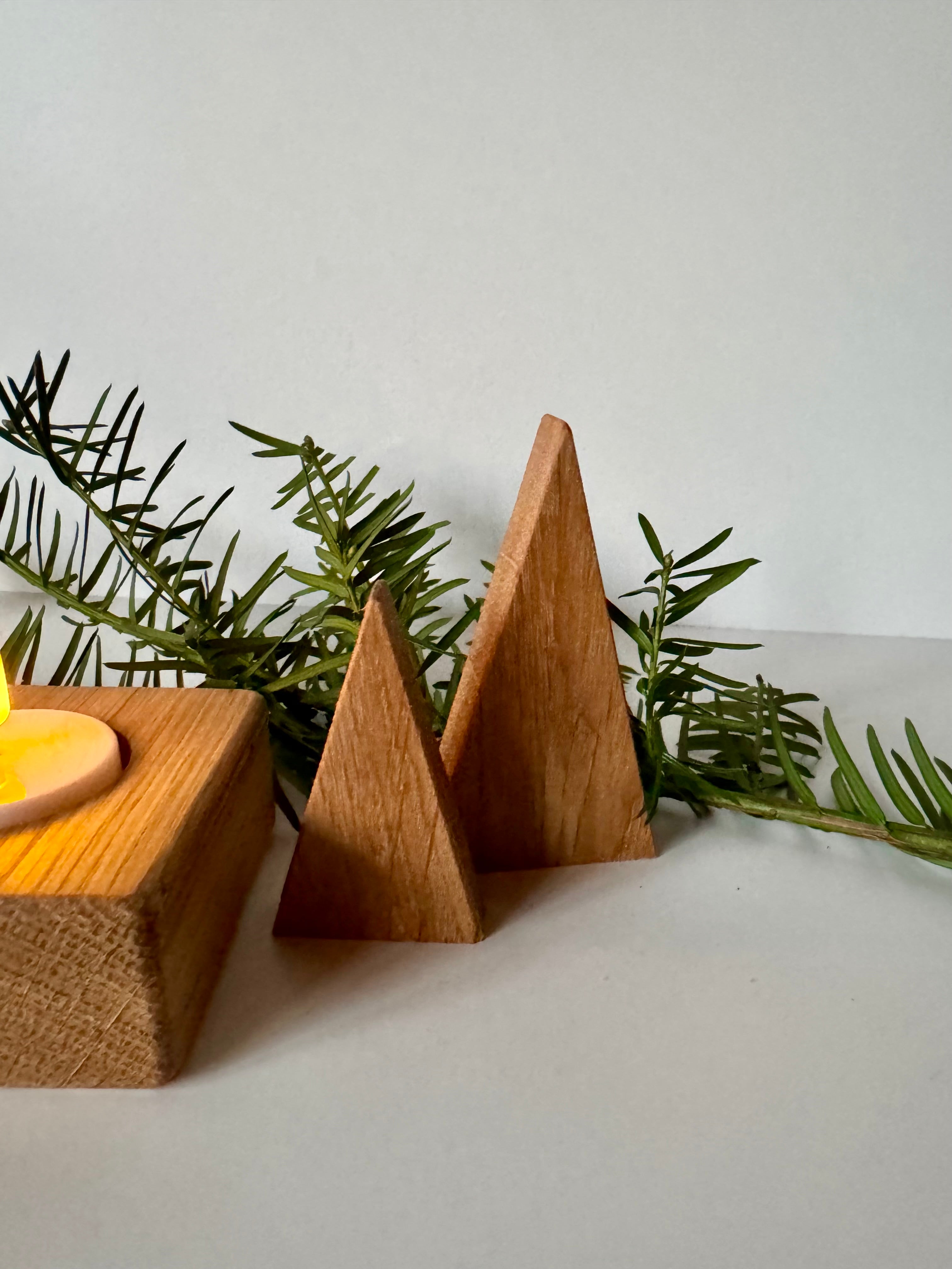 Wooden Christmas trees made of oak