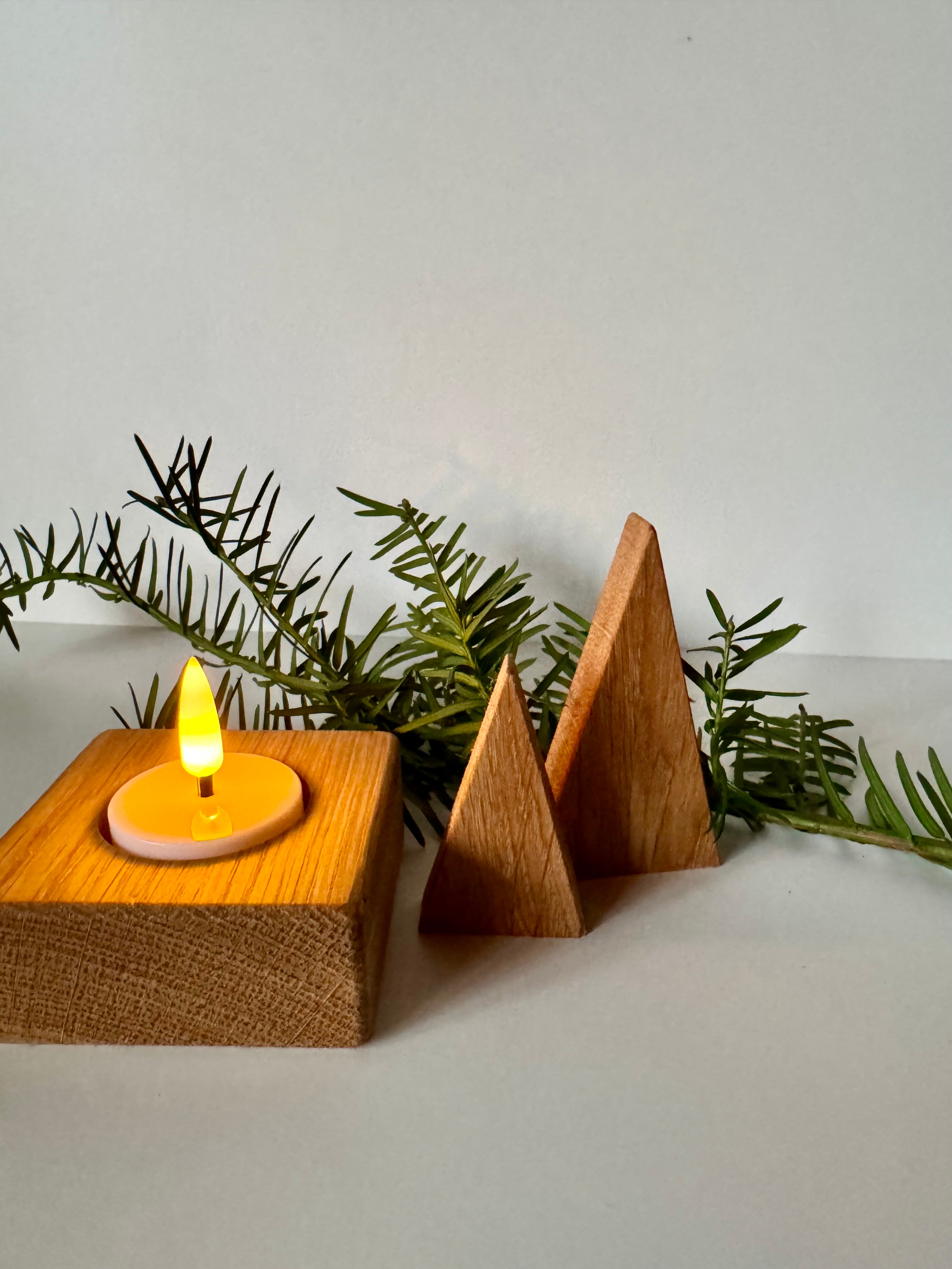 Wooden Christmas trees made of oak