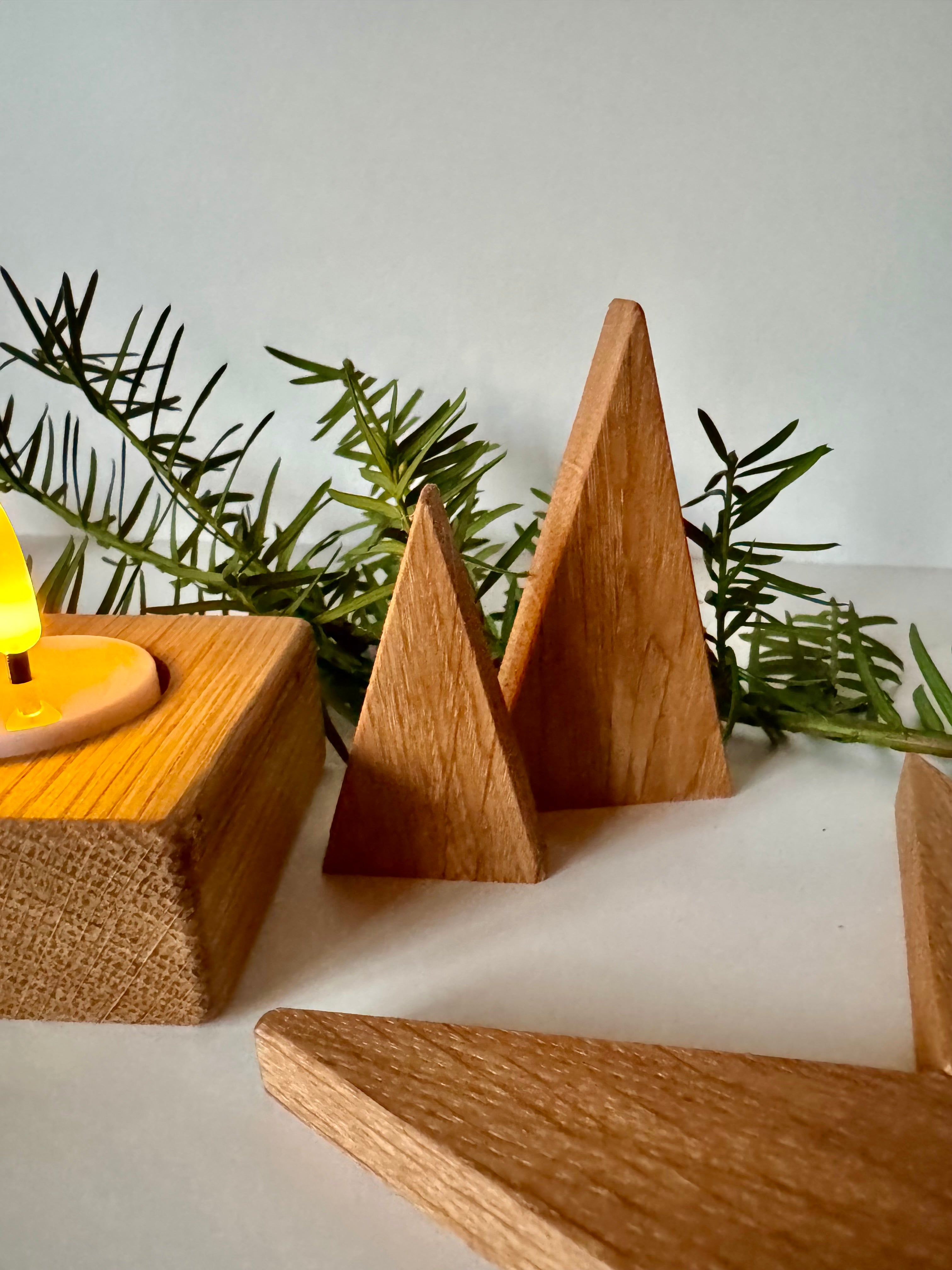 Wooden Christmas trees made of oak