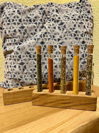 Gewürzregal | Reagenzglashalter aus Glas mit Korkstopfen | Eiche Knospe Ständer| Gewürzständer | Ordnungssystem| Einzelständer Vase