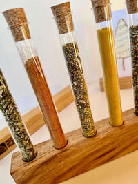Gewürzregal | Reagenzglashalter aus Glas mit Korkstopfen | Eiche Knospe Ständer| Gewürzständer | Ordnungssystem| Einzelständer Vase
