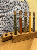 Gewürzregal | Reagenzglashalter aus Glas mit Korkstopfen | Eiche Knospe Ständer| Gewürzständer | Ordnungssystem| Einzelständer Vase