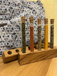 Gewürzregal | Reagenzglashalter aus Glas mit Korkstopfen | Eiche Knospe Ständer| Gewürzständer | Ordnungssystem| Einzelständer Vase