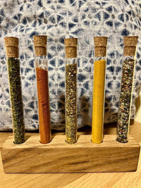 Gewürzregal | Reagenzglashalter aus Glas mit Korkstopfen | Eiche Knospe Ständer| Gewürzständer | Ordnungssystem| Einzelständer Vase
