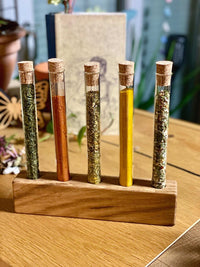 Gewürzregal | Reagenzglashalter aus Glas mit Korkstopfen | Eiche Knospe Ständer| Gewürzständer | Ordnungssystem| Einzelständer Vase
