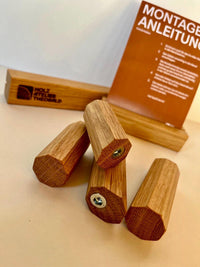 Wandhaken Eiche achteckig Set XL handgefertigter Garderobenhaken & Kleiderhaken aus massivem Holz