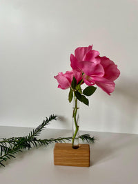 Reagenzglashalter Eiche  handgefertigte Blumenvase aus Holz  Deko mit Glasröhrchen & Kork