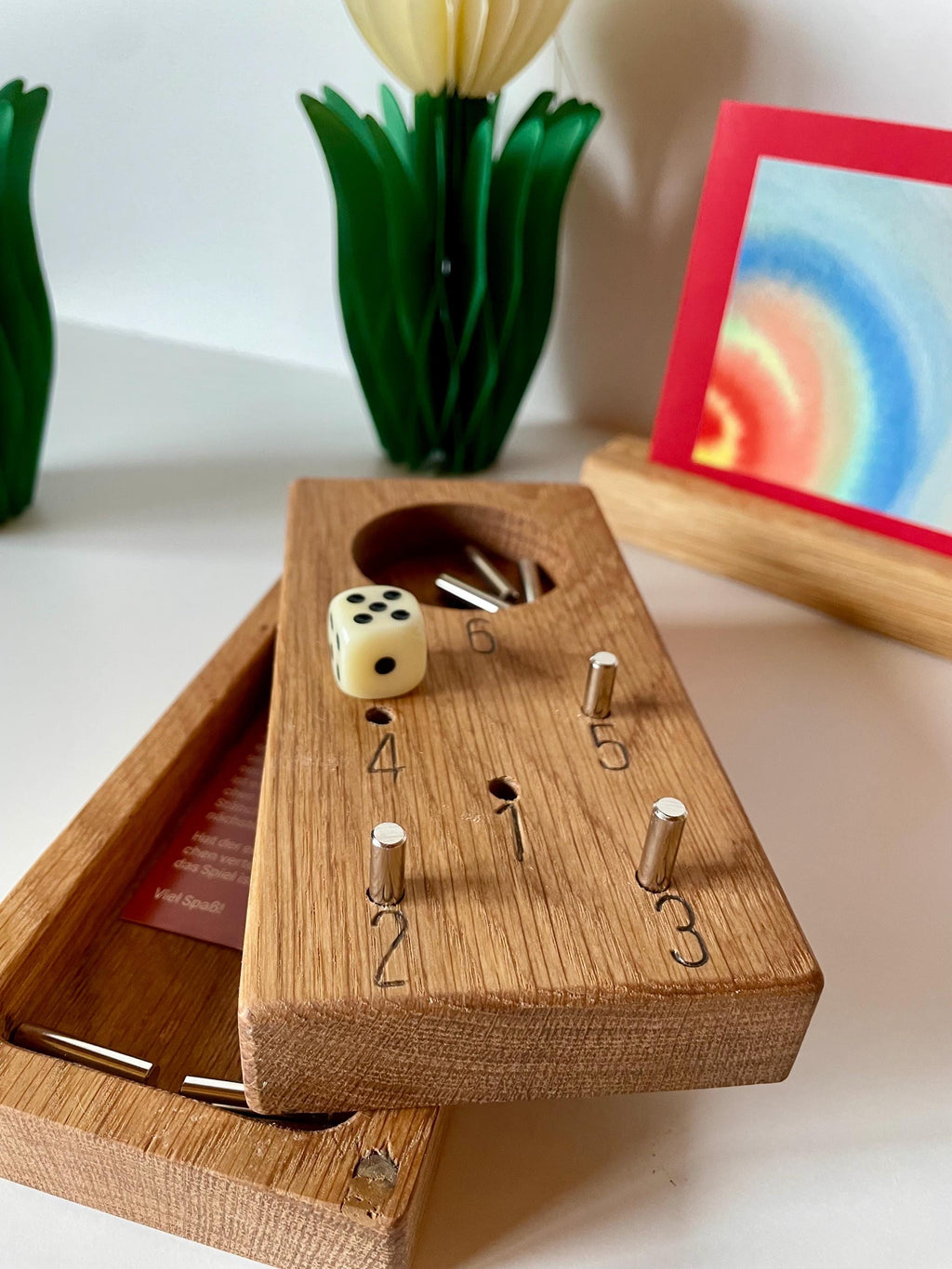 Freiwurf 6  Würfelspiel aus Eiche | Handgemachtes Holzspiel für 16 Spieler | Familienspiel, Geschenkidee, Gesellschaftsspiel