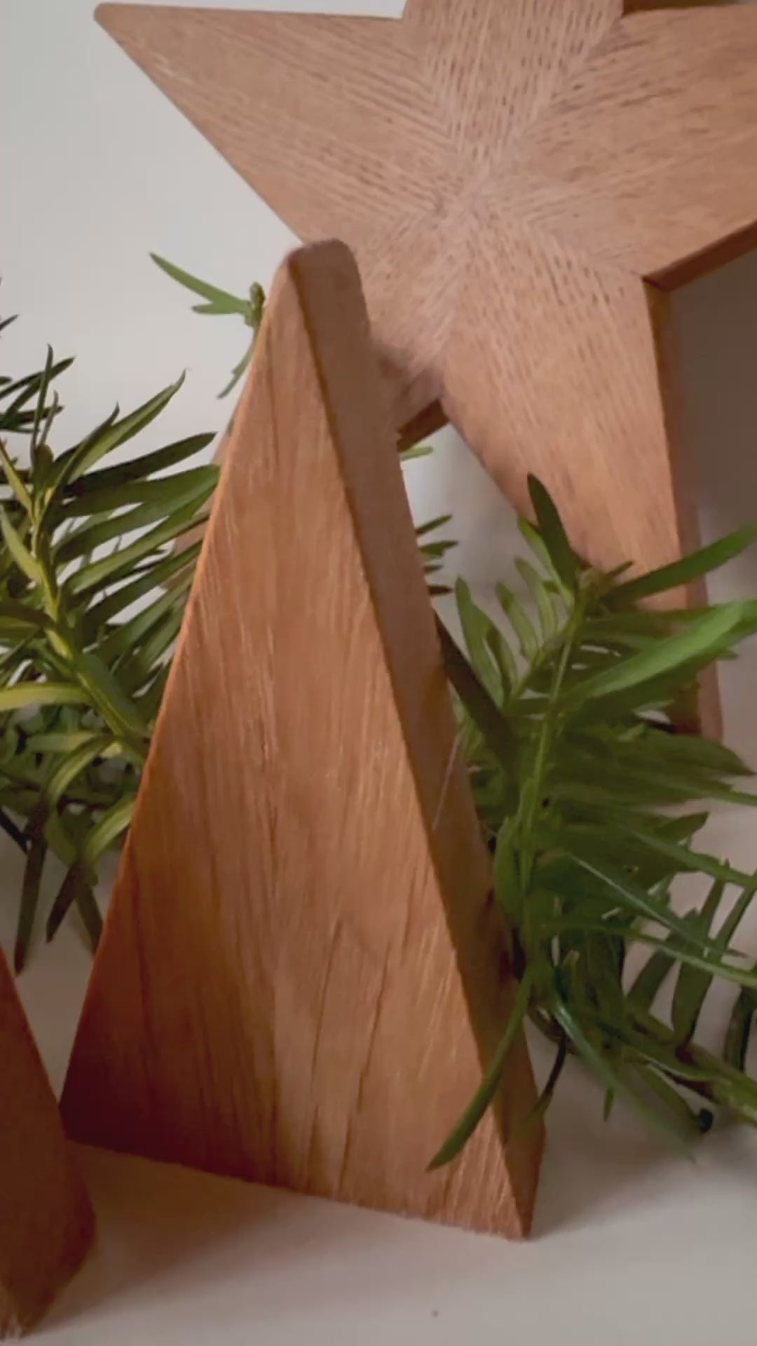 Wooden Christmas trees made of oak